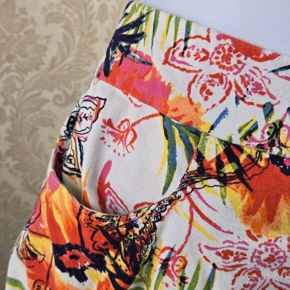 Soft Surroundings Size Large Floral Skort Elastic Pull On Style Back Pockets - Picture 3 of 13